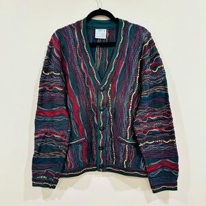 COOGI Australia Knit Mercerised Cotton Cardigan V Neck Sweater Vintage Large